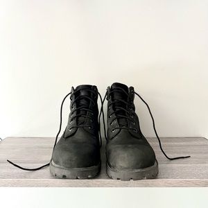 Black premium leather youth boots